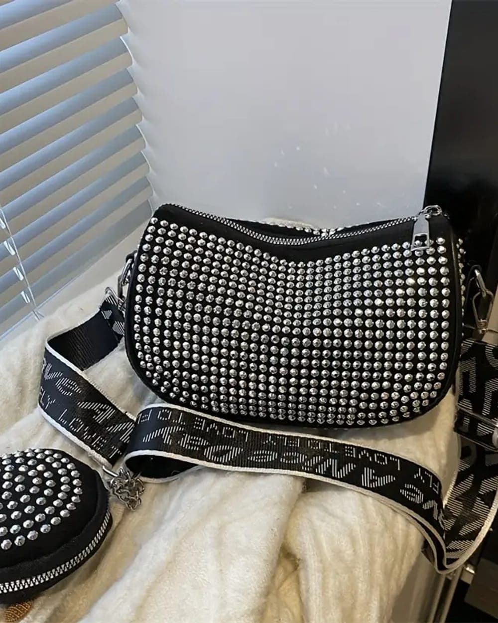 Aria Crystal Sling Bag — Silver — view 1 of 5